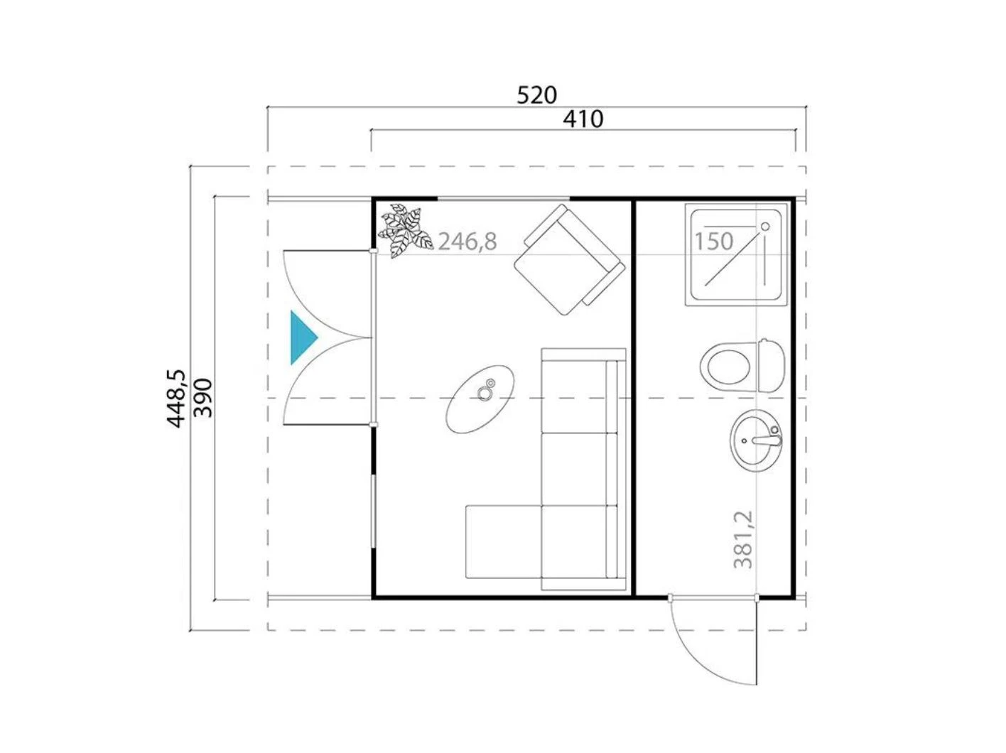 Tuinhuis Murano 1 449 x 520 cm - Afbeelding 2
